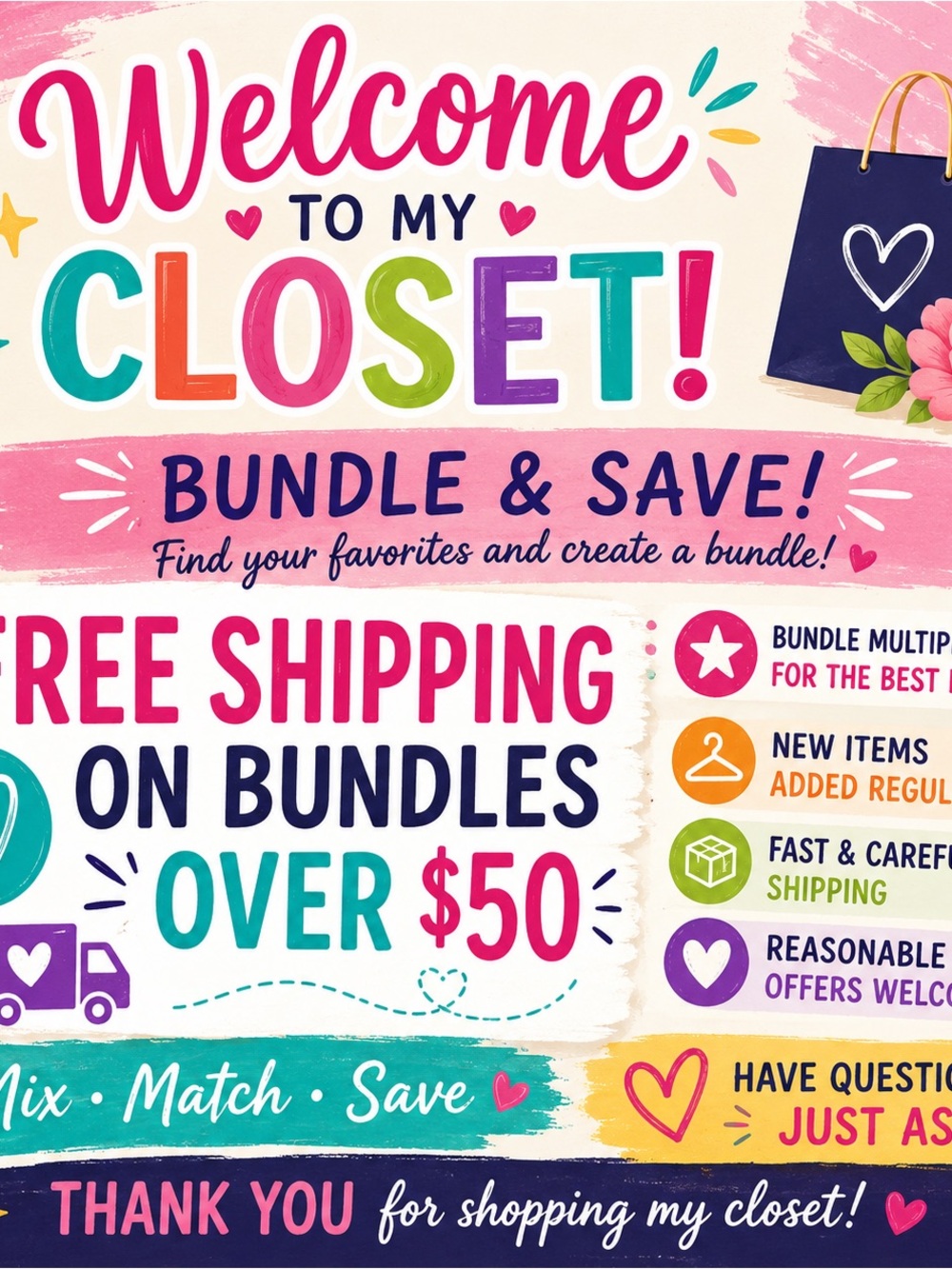Welcome to My Closet Colorful Promotional Sign